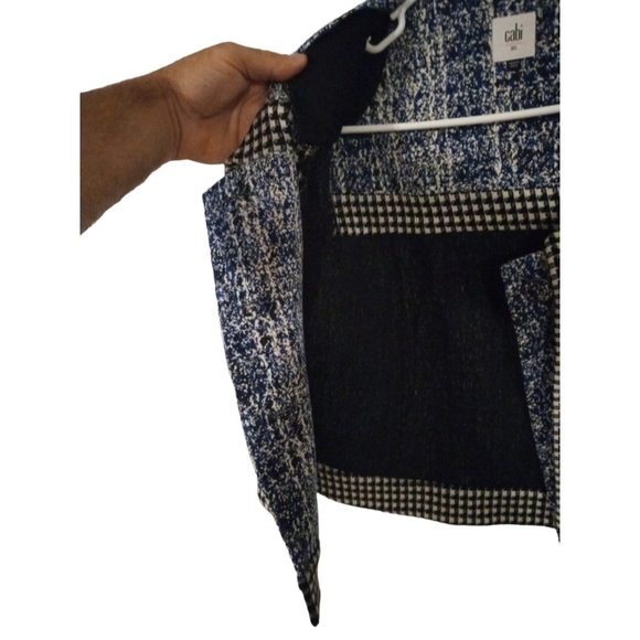 Cabi Tweed Reina 21 Club Blue/White/ Checkered Accented Jacket Blazer Unique XS - Picture 5 of 12